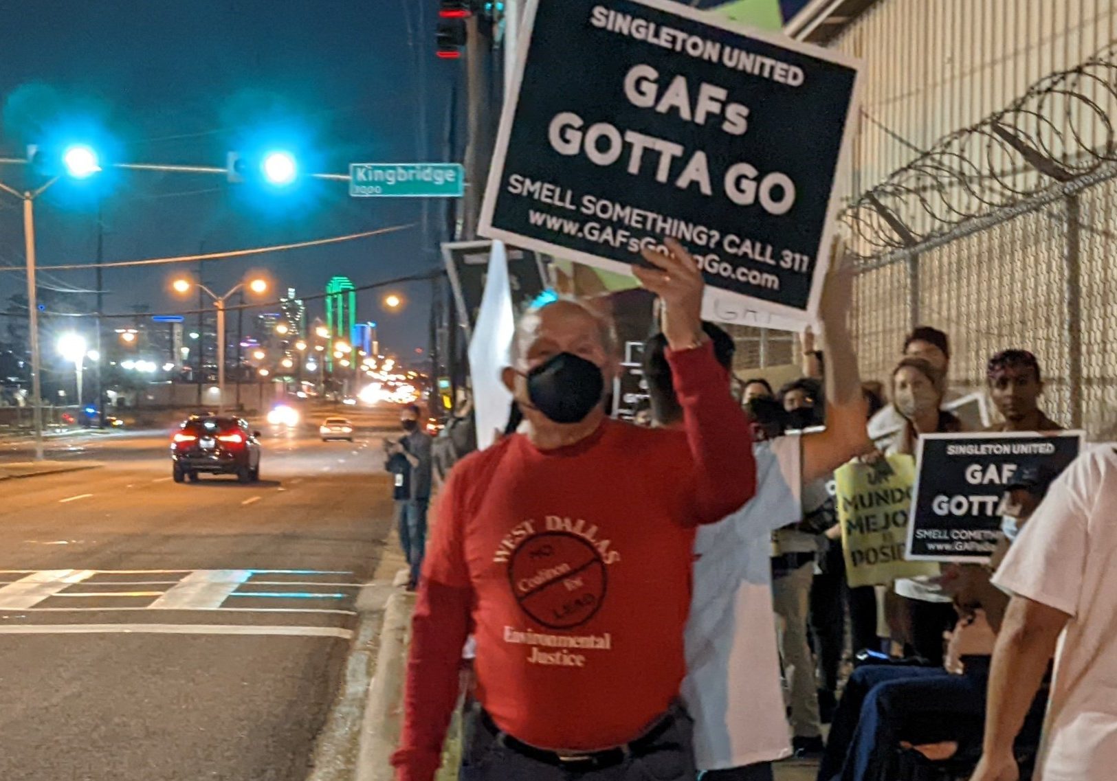 Protest at the beginning of the GAFs Gotta Go campaign, which has successfully organized for one of the largest polluters in Dallas to relocate